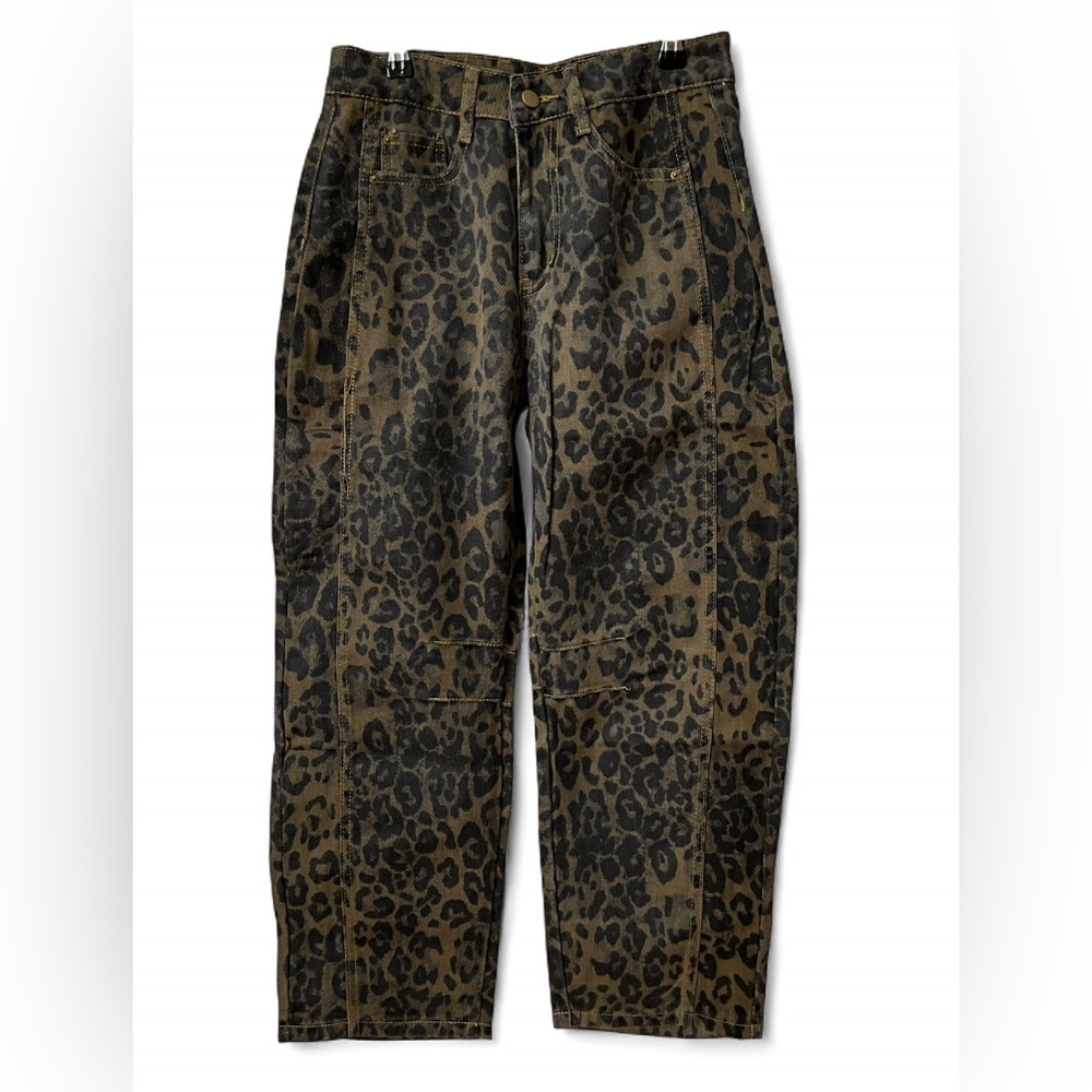 SOLD🥳NEW BARREL Y2K | SZ S | High Rise Slouchy Ankle Cropped Denim Leopard Jeans - Picture 4 of 11